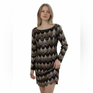 Charlotte Russe Black & Gold Sequin Mini Dress